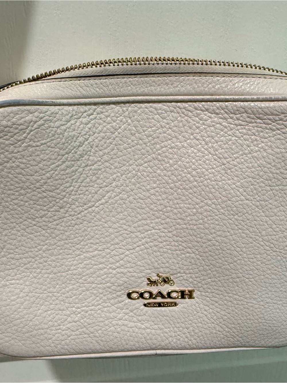 Coach Cream Pebbled Leather Crossbody with Gold Hardware